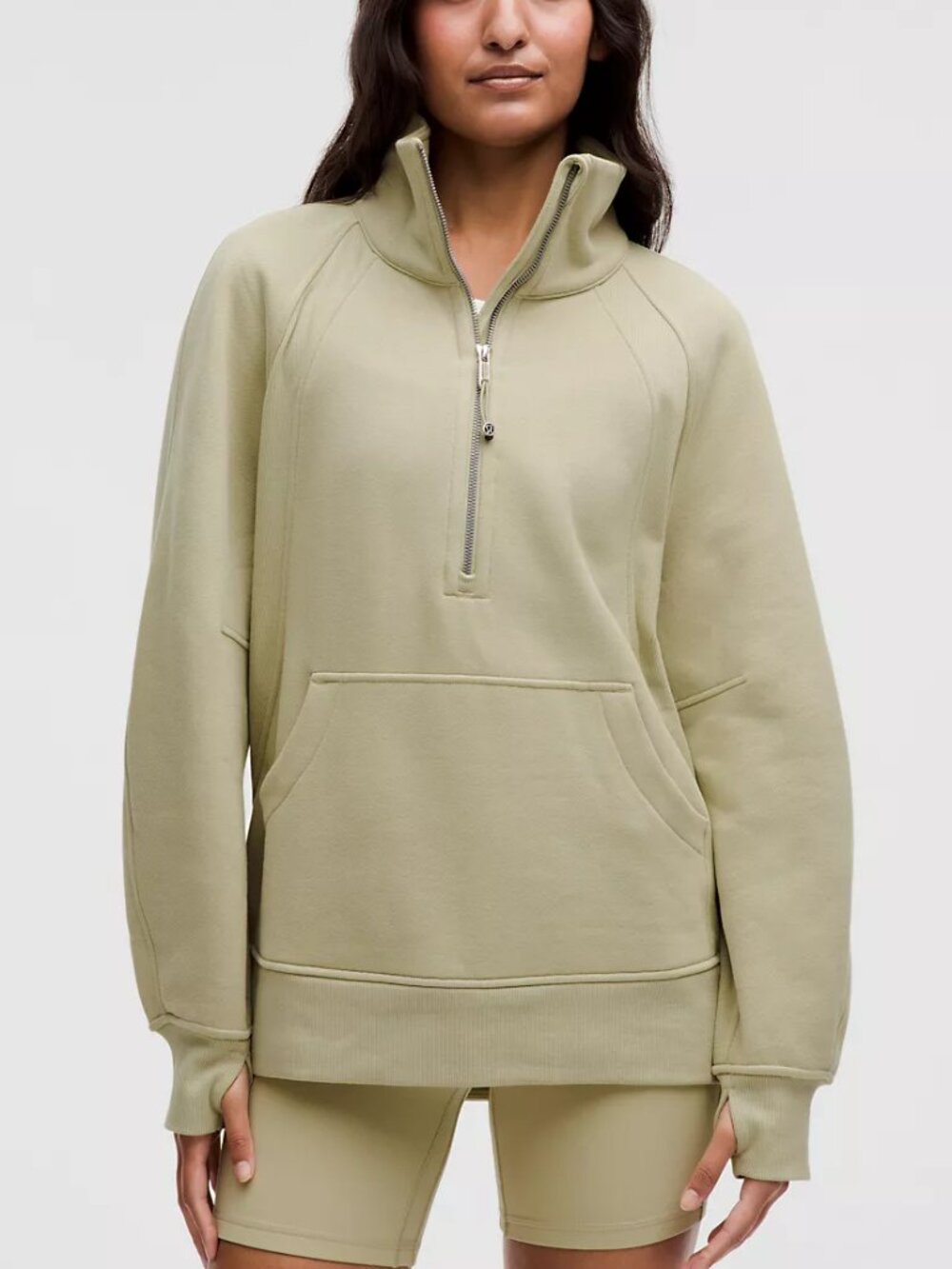 Lululemon Scuba Oversized Funnel-Neck Half Zip Long XS / S Honeydew Green Yellow